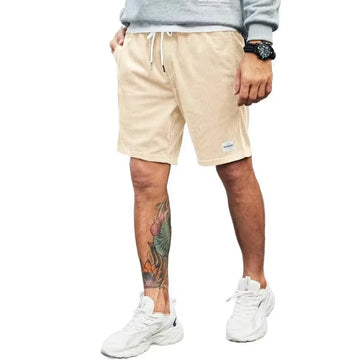 Men's Beach Vacation Shorts Corduroy Short Pants Loose Casual Labeled Joggers Sports Shorts Male Solid Color Sweatpants